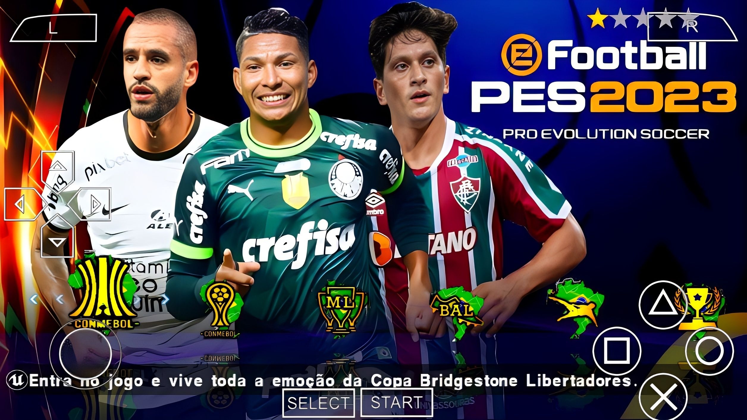 EFOOTBALL PES 2023 PPSSPP COM LIBERTADORES e BRASILEIRO NARRAÇÃO BR 