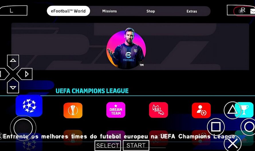 EFOOTBALL PES 2024 PPSSPP C/ BRASILEIRÃO e EUROPEUS UEFA CHAMPIONS PLACAR BOLAS ELENCOS ATUALIZADOS