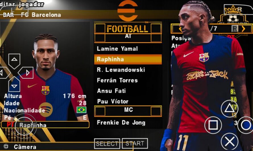 EFOOTBALL PES 2025 PPSSPP PATCH COM BRASILEIRÃO e EUROPEUS NOVAS FACES REALISTAS ELENCOS ATUALIZADOS