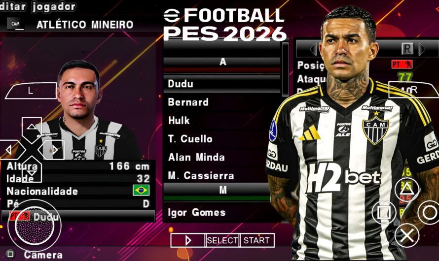 EFOOTBALL PES 2026 PPSSPP BRASILEIRÃO SUL AMERICANO NOVAS FACES 2K ELENCOS ATUALIZADOS + KITS 25/26