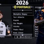 EFOOTBALL PES 2026 PPSSPP EUROPEUS NOVAS FACES REALISTAS ELENCOS ATUALIZADOS + KITS 25/26