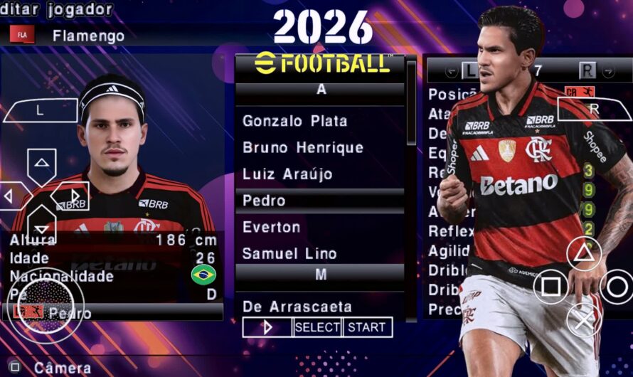EFOOTBALL PES 2026 PPSSPP SUL AMERICANO BRASILEIRÃO NOVAS FACES REALISTAS ELENCOS ATUALIZADOS 60 ESTÁDIOS + KITS 25/26