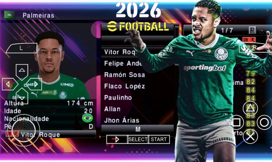 EFOOTBALL PES 2026 PPSSPP SUL-AMERICANO BRASILEIRÃO NOVAS FACES REALISTAS ELENCOS ATUALIZADOS 60 ESTÁDIOS + KITS 25/26