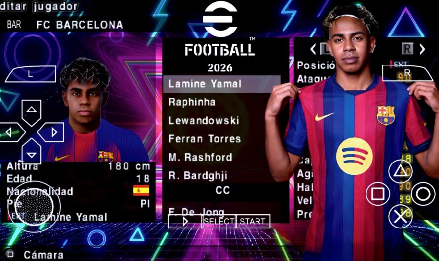 EFOOTBALL PES 2026 PPSSPP EUROPEUS PATCH NOVAS FACES REALISTAS ELENCOS ATUALIZADOS + KITS 25/26