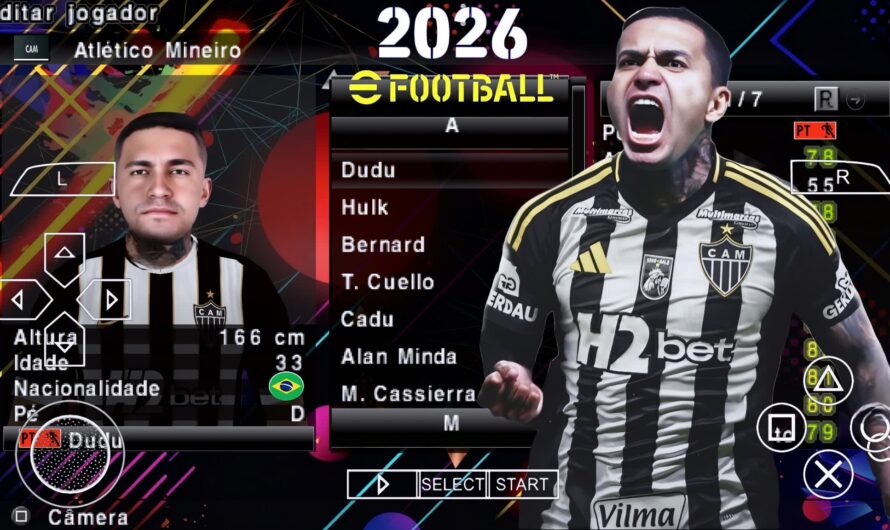 EFOOTBALL PES 2026 PPSSPP SUL AMERICANO BRASILEIRÃO NOVAS FACES REALISTAS ELENCOS ATUALIZADOS 60 ESTÁDIOS + KITS 25/26