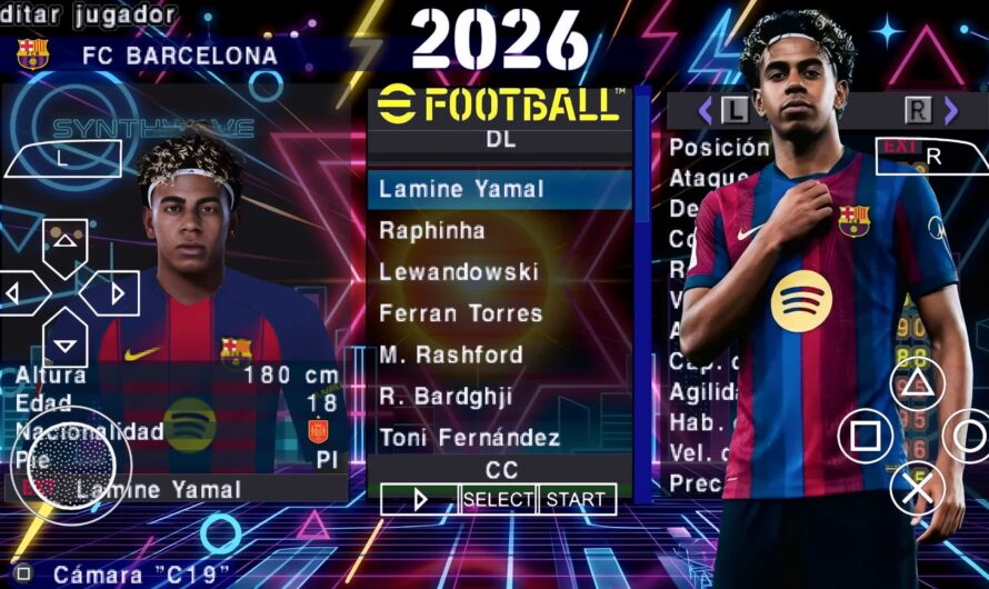 EFOOTBALL PES 2026 PPSSPP PATCH EUROPEUS NOVAS FACES REALISTAS ELENCOS ATUALIZADOS + KITS 25/26