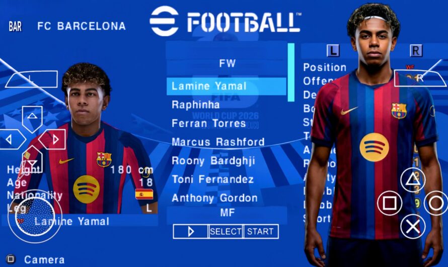 EFOOTBALL PES 2026 PPSSPP EUROPEUS NOVAS FACES REALISTAS ELENCOS 100% ATUALIZADOS + KITS 26/27